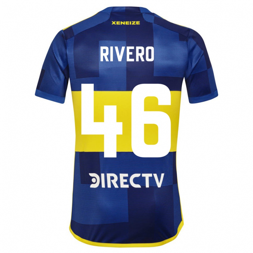 Niño Camiseta Simon Rivero #46 Azul Oscuro Amarillo 1ª Equipación 2023/24 La Camisa