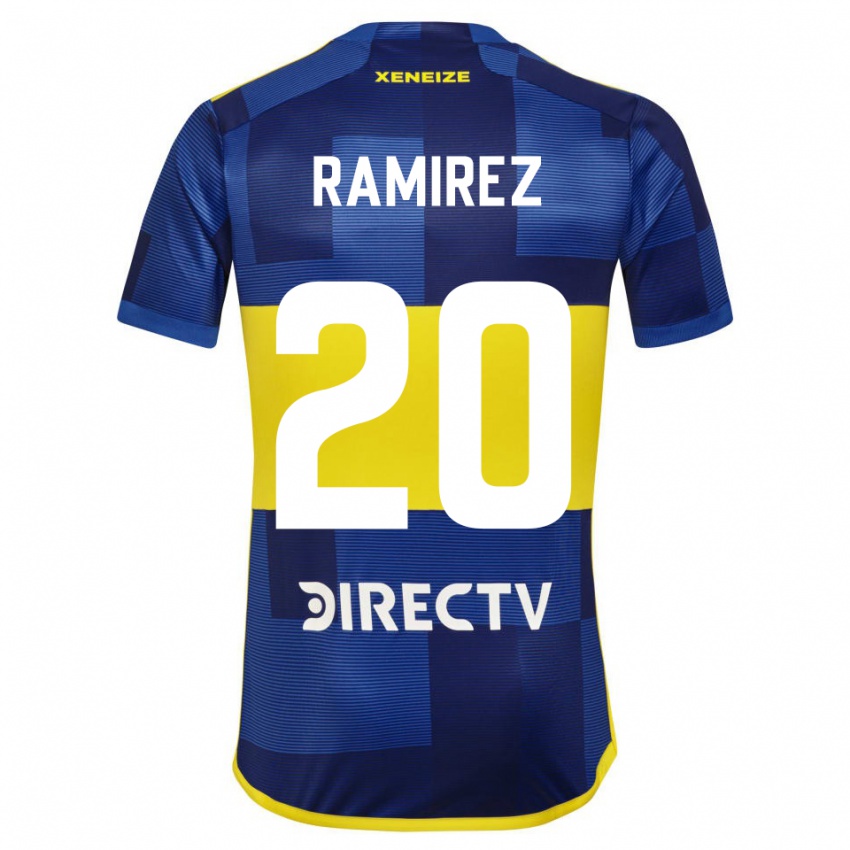 Niño Camiseta Juan Edgardo Ramirez #20 Azul Oscuro Amarillo 1ª Equipación 2023/24 La Camisa