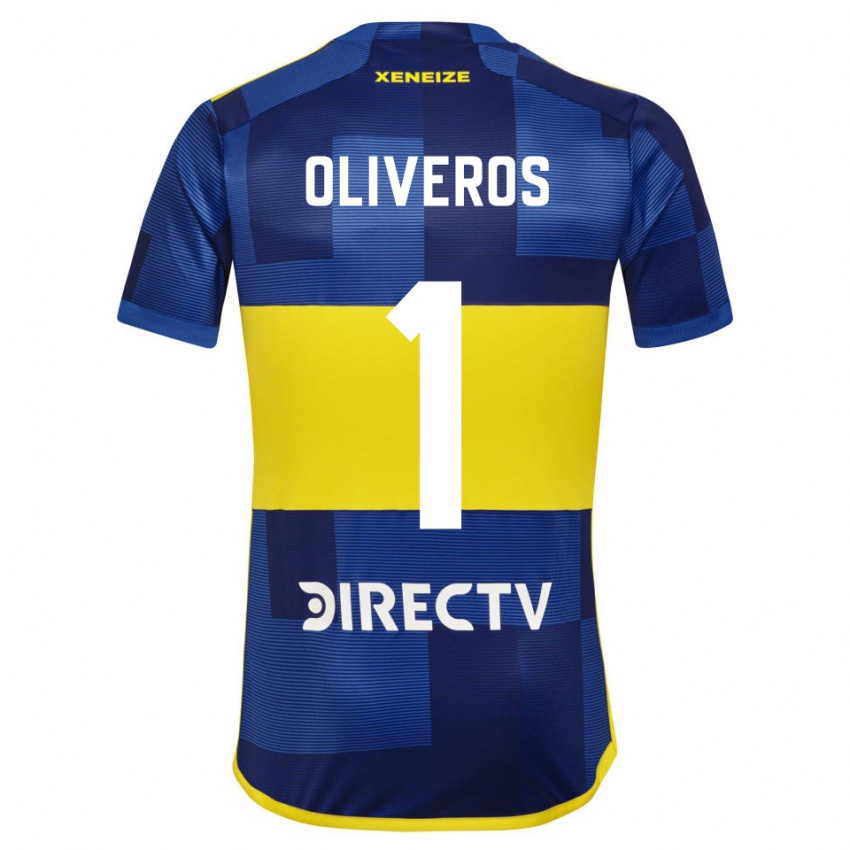Niño Camiseta Laurina Oliveros #1 Azul Oscuro Amarillo 1ª Equipación 2023/24 La Camisa