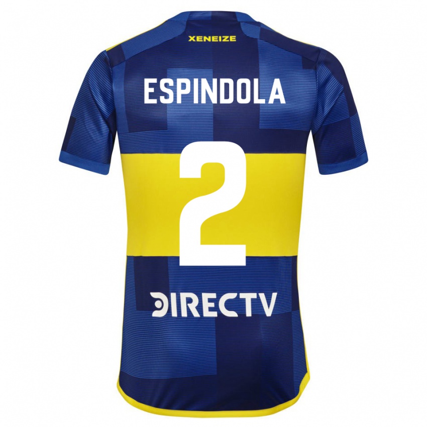 Niño Camiseta Noelia Espindola #2 Azul Oscuro Amarillo 1ª Equipación 2023/24 La Camisa