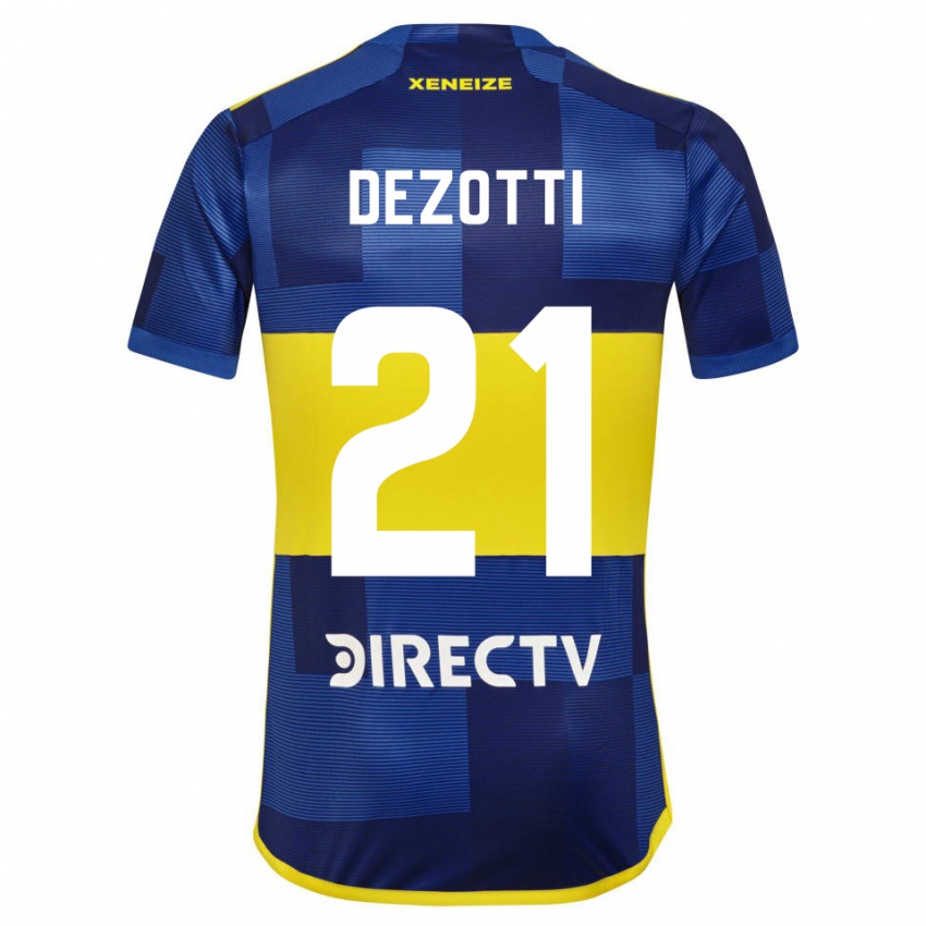 Niño Camiseta Martina Dezotti #21 Azul Oscuro Amarillo 1ª Equipación 2023/24 La Camisa