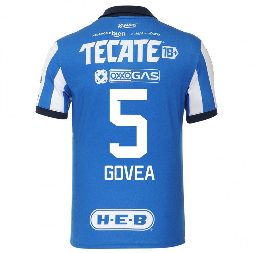 Niño Camiseta Omar Govea #5 Azul Blanco 1ª Equipación 2023/24 La Camisa