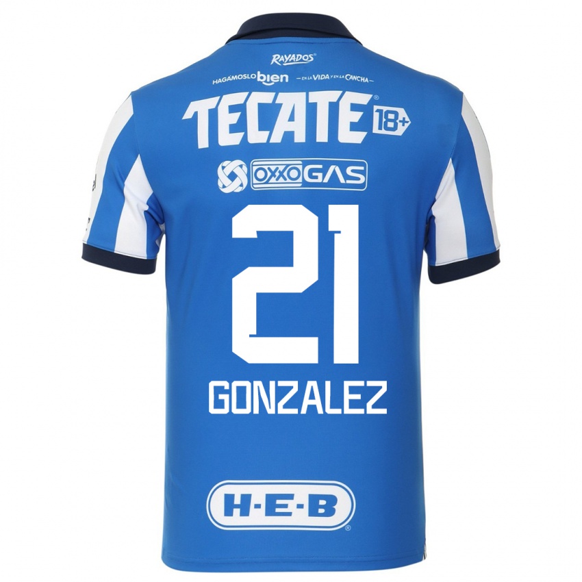 Niño Camiseta Arturo González #21 Azul Blanco 1ª Equipación 2023/24 La Camisa