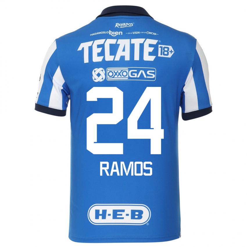 Niño Camiseta César Ramos #24 Azul Blanco 1ª Equipación 2023/24 La Camisa