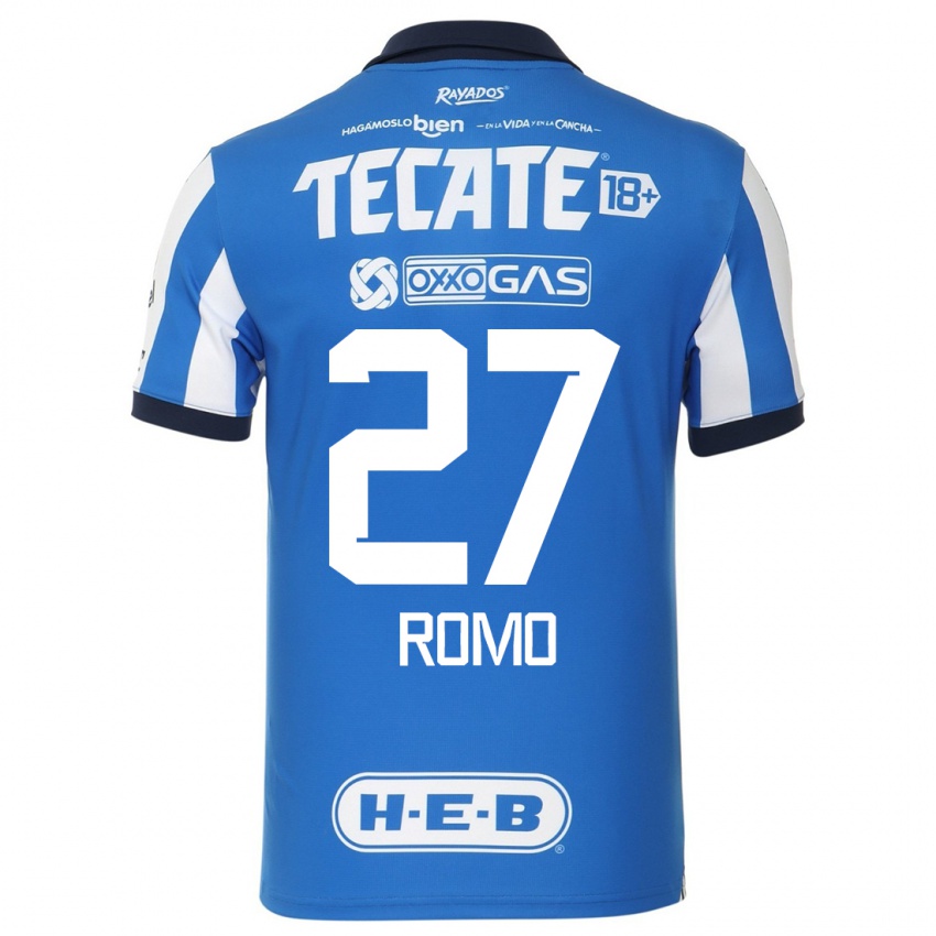 Niño Camiseta Luis Romo #27 Azul Blanco 1ª Equipación 2023/24 La Camisa
