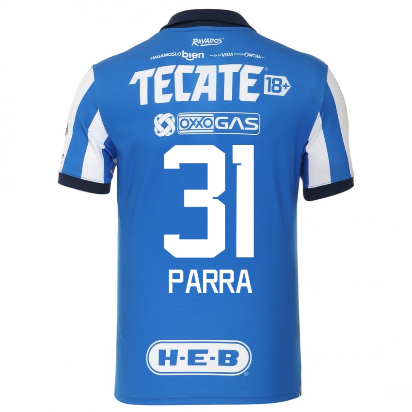 Niño Camiseta Daniel Parra #31 Azul Blanco 1ª Equipación 2023/24 La Camisa