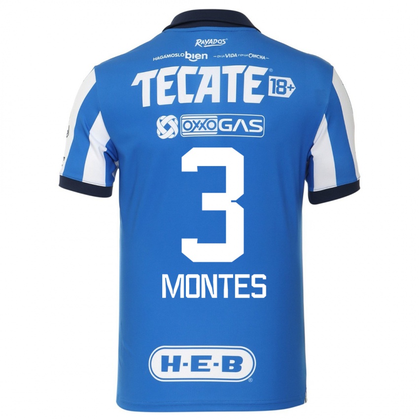 Niño Camiseta Cesar Montes #3 Azul Blanco 1ª Equipación 2023/24 La Camisa