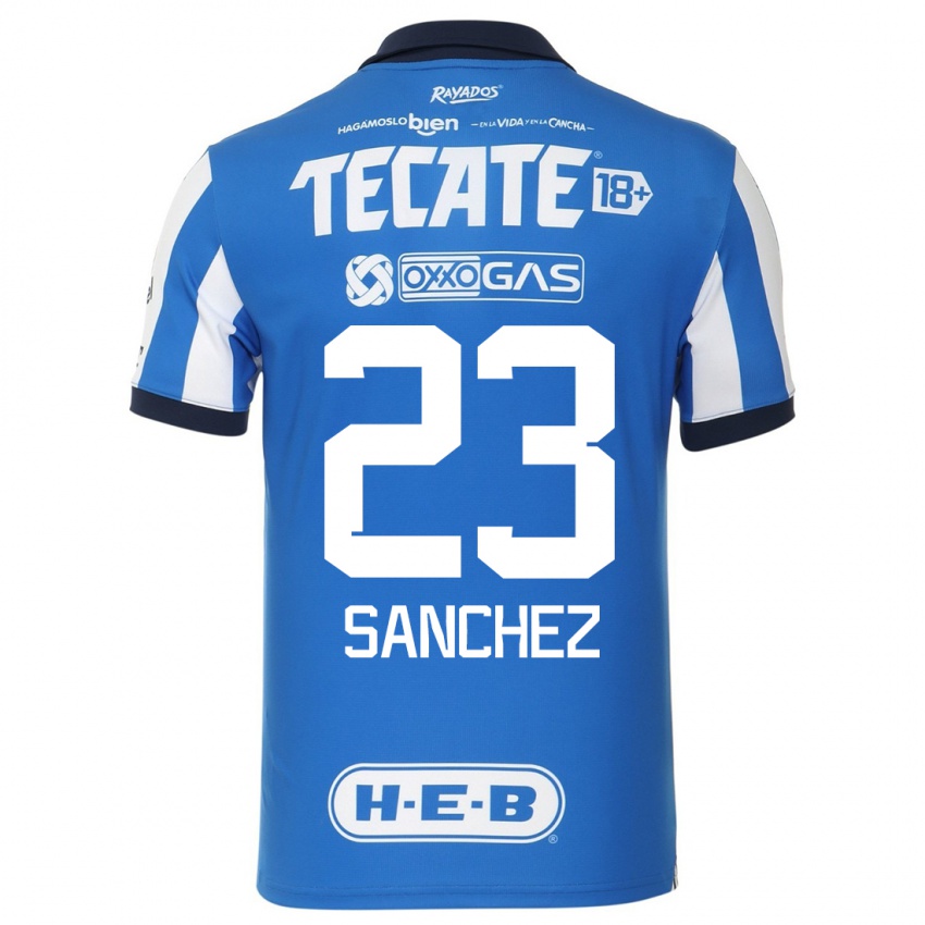 Niño Camiseta Gustavo Sanchez #23 Azul Blanco 1ª Equipación 2023/24 La Camisa