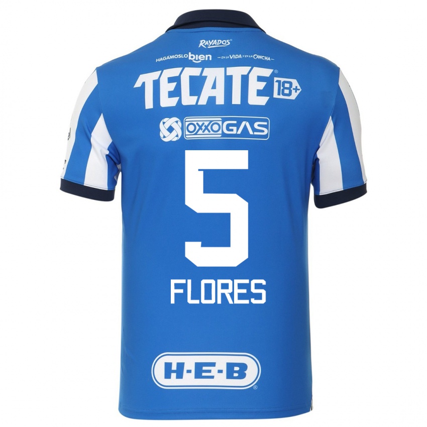Niño Camiseta Monica Flores #5 Azul Blanco 1ª Equipación 2023/24 La Camisa