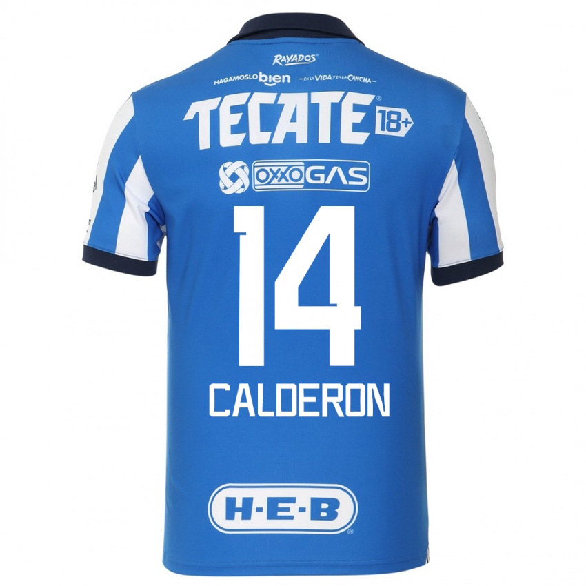 Niño Camiseta Alejandra Calderon #14 Azul Blanco 1ª Equipación 2023/24 La Camisa