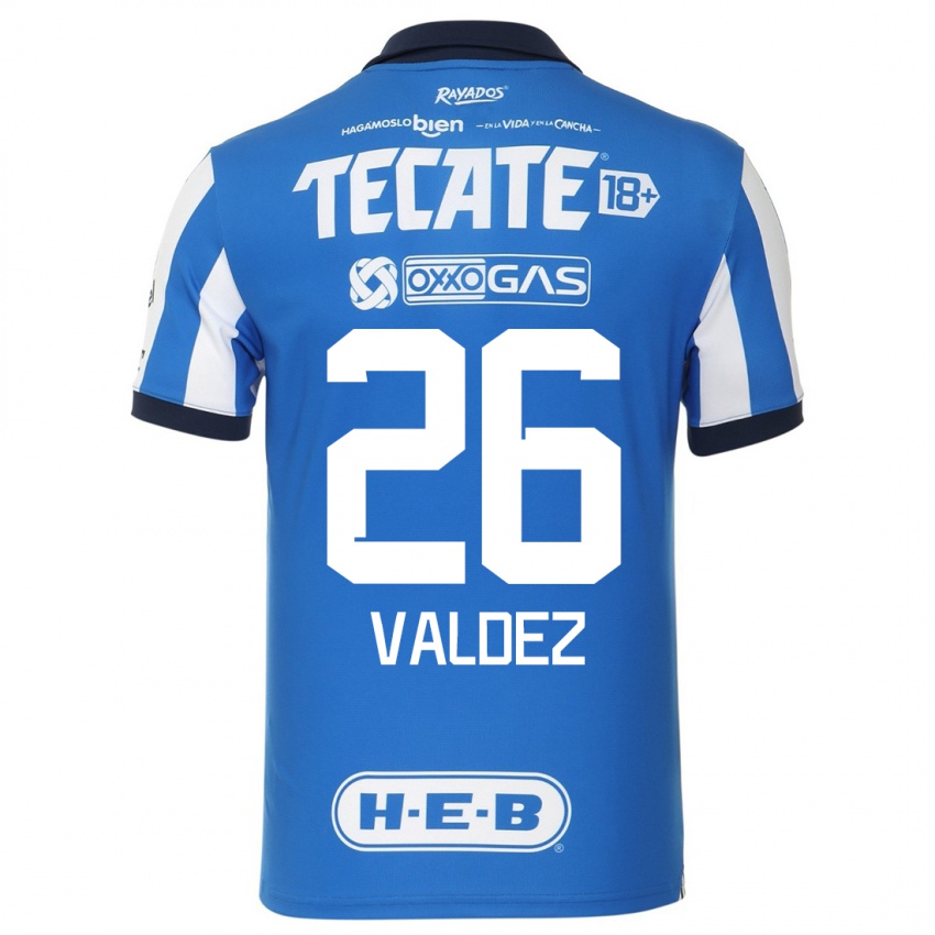 Niño Camiseta Valeria Valdez #26 Azul Blanco 1ª Equipación 2023/24 La Camisa