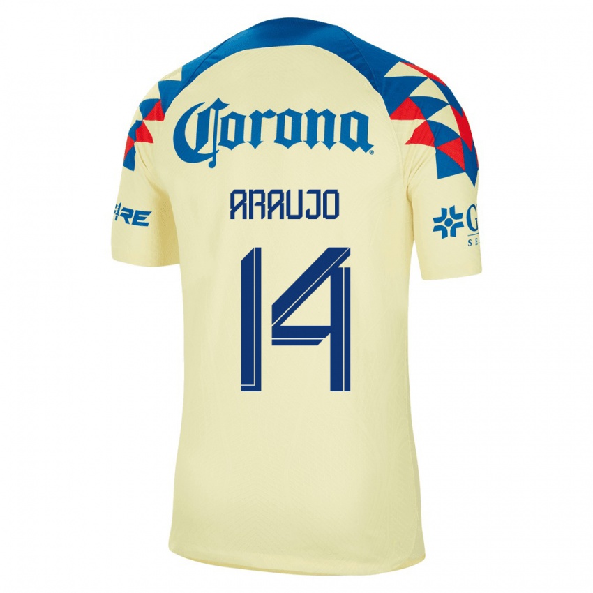 Niño Camiseta Néstor Araújo #14 Amarillo 1ª Equipación 2023/24 La Camisa