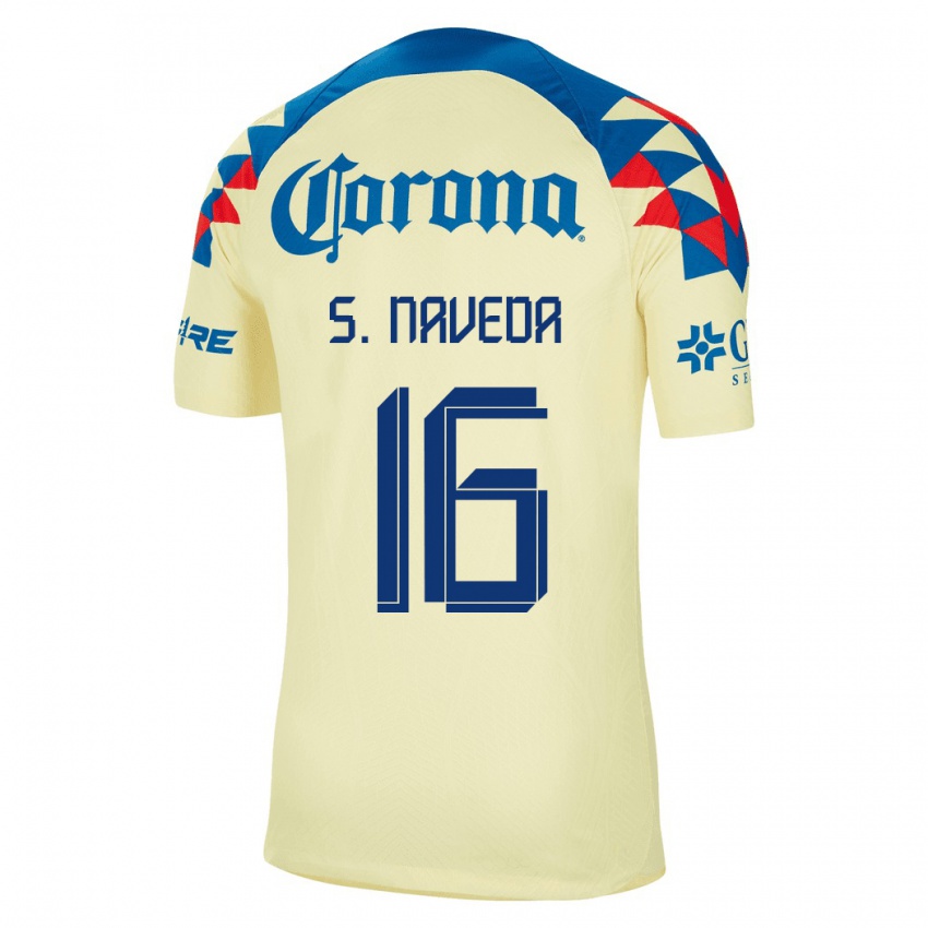 Niño Camiseta Santiago Naveda #16 Amarillo 1ª Equipación 2023/24 La Camisa