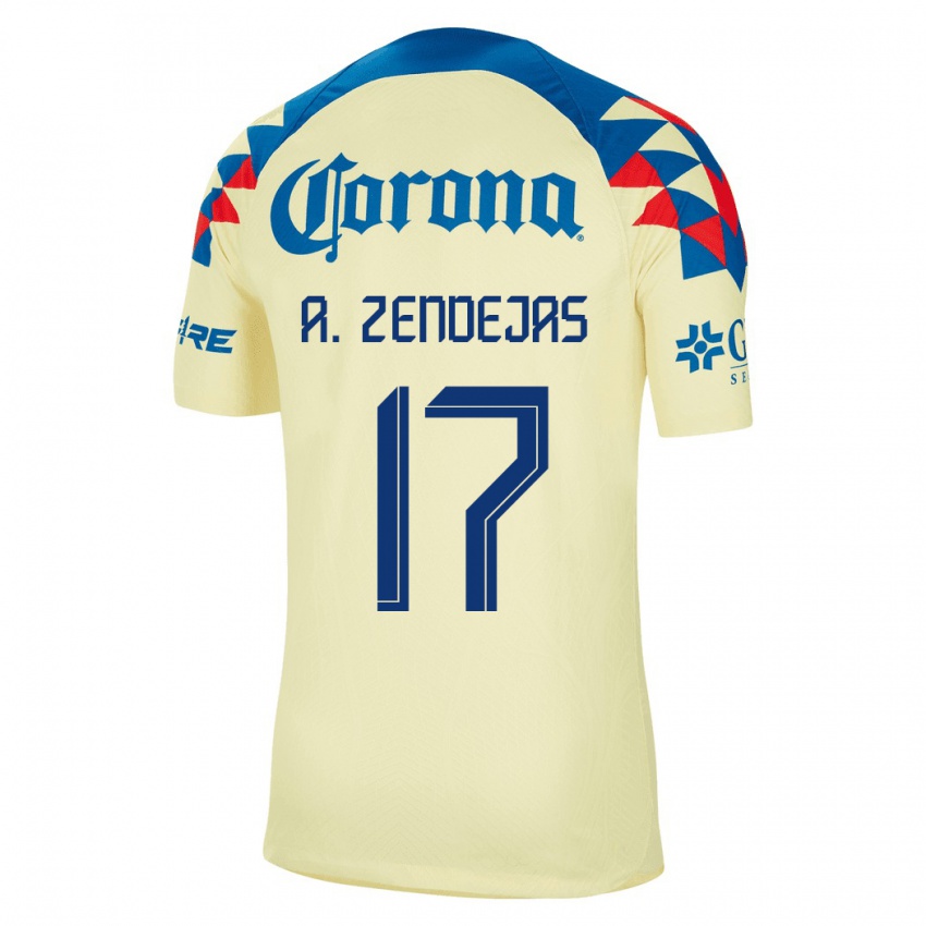 Niño Camiseta Álex Zendejas #17 Amarillo 1ª Equipación 2023/24 La Camisa