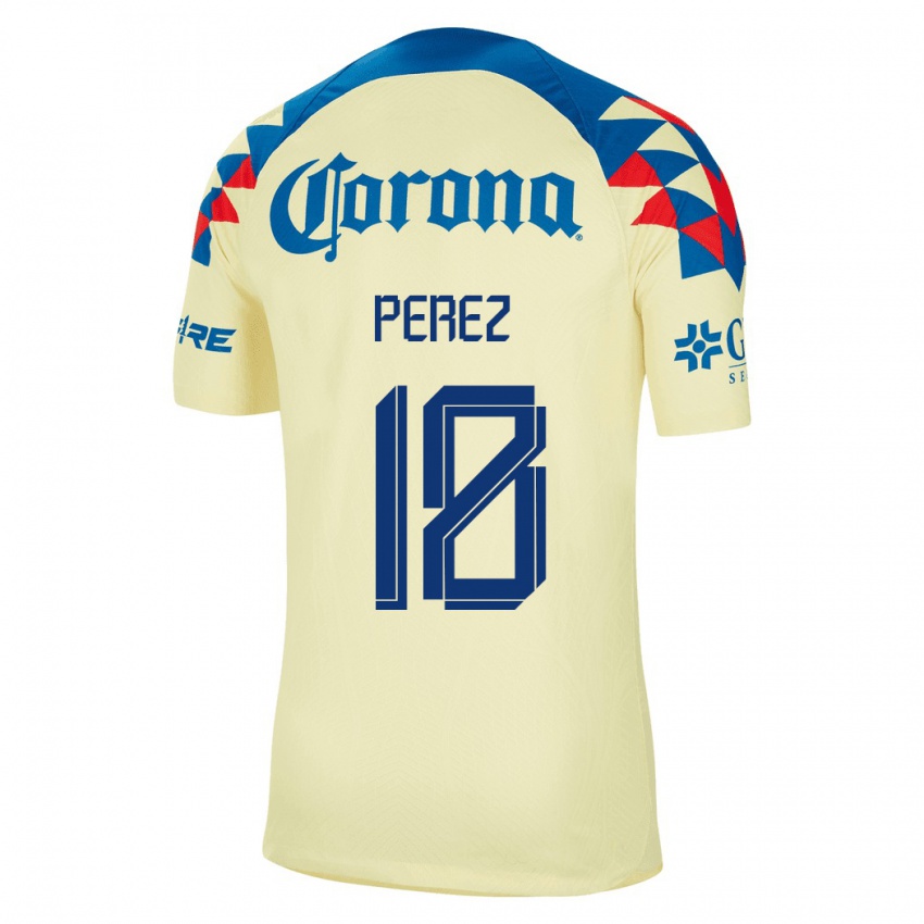Niño Camiseta Amanda Perez #18 Amarillo 1ª Equipación 2023/24 La Camisa