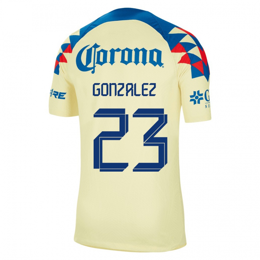 Niño Camiseta Itzel Gonzalez #23 Amarillo 1ª Equipación 2023/24 La Camisa