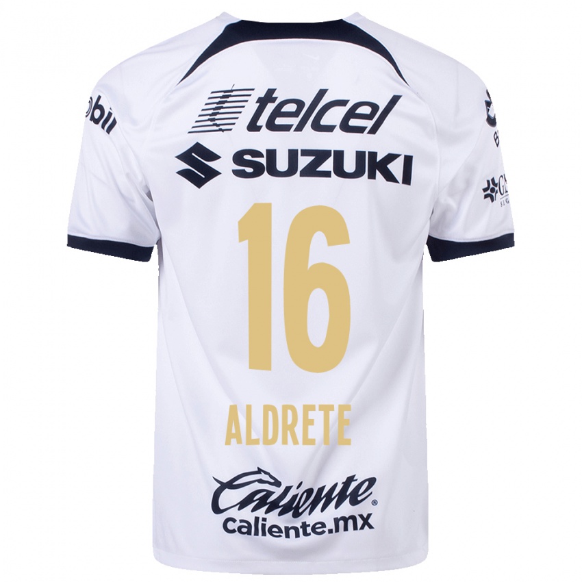 Niño Camiseta Adrian Aldrete #16 Blanco 1ª Equipación 2023/24 La Camisa