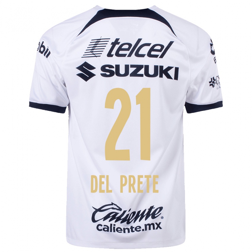 Niño Camiseta Gustavo Del Prete #21 Blanco 1ª Equipación 2023/24 La Camisa