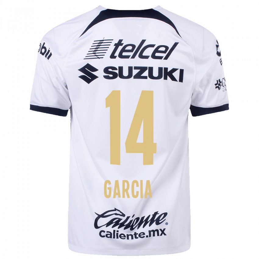 Niño Camiseta Amaury Garcia #14 Blanco 1ª Equipación 2023/24 La Camisa