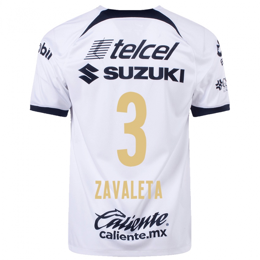 Niño Camiseta Rebeca Zavaleta #3 Blanco 1ª Equipación 2023/24 La Camisa