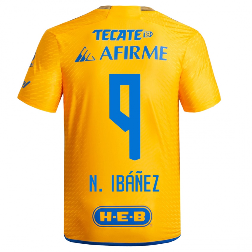 Niño Camiseta Nicolás Ibáñez #9 Amarillo 1ª Equipación 2023/24 La Camisa