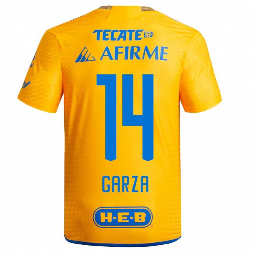 Niño Camiseta Jesús Garza #14 Amarillo 1ª Equipación 2023/24 La Camisa