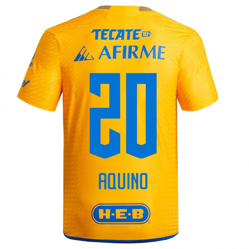 Niño Camiseta Javier Aquino #20 Amarillo 1ª Equipación 2023/24 La Camisa