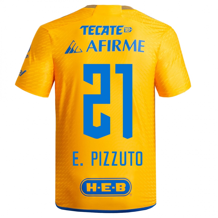 Niño Camiseta Eugenio Pizzuto #21 Amarillo 1ª Equipación 2023/24 La Camisa