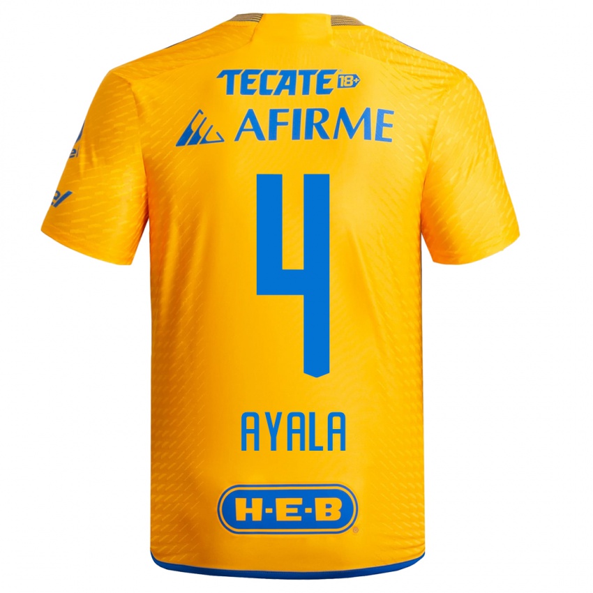 Niño Camiseta Hugo Ayala #4 Amarillo 1ª Equipación 2023/24 La Camisa
