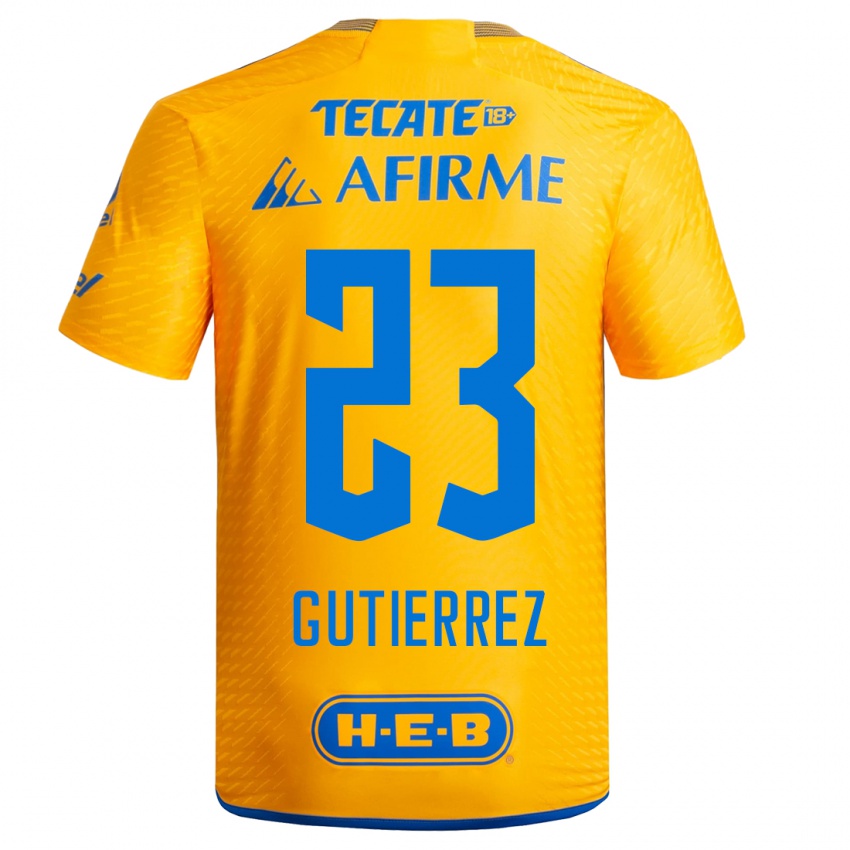 Niño Camiseta Jana Gutierrez #23 Amarillo 1ª Equipación 2023/24 La Camisa