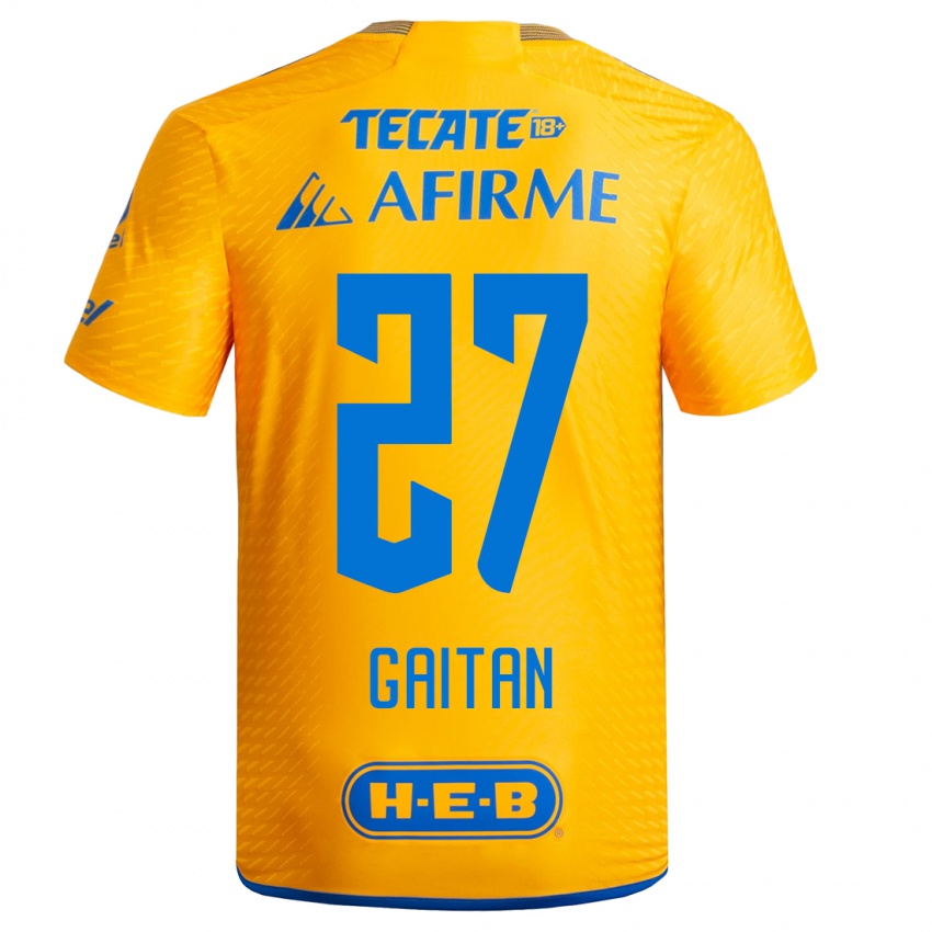 Niño Camiseta Natalia Gaitan #27 Amarillo 1ª Equipación 2023/24 La Camisa