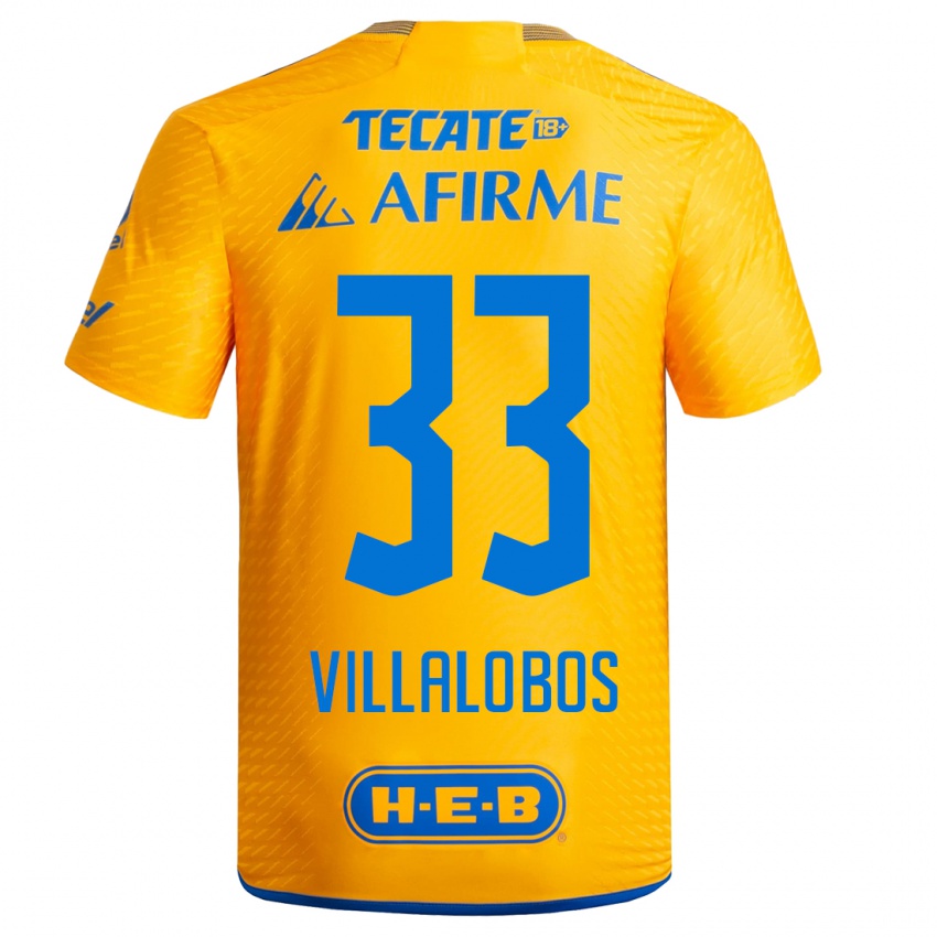 Niño Camiseta Vania Villalobos #33 Amarillo 1ª Equipación 2023/24 La Camisa