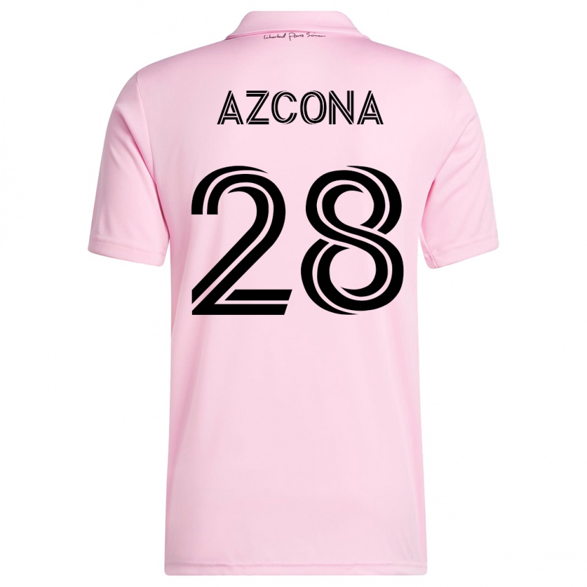 Niño Camiseta Edison Azcona #28 Rosa 1ª Equipación 2023/24 La Camisa