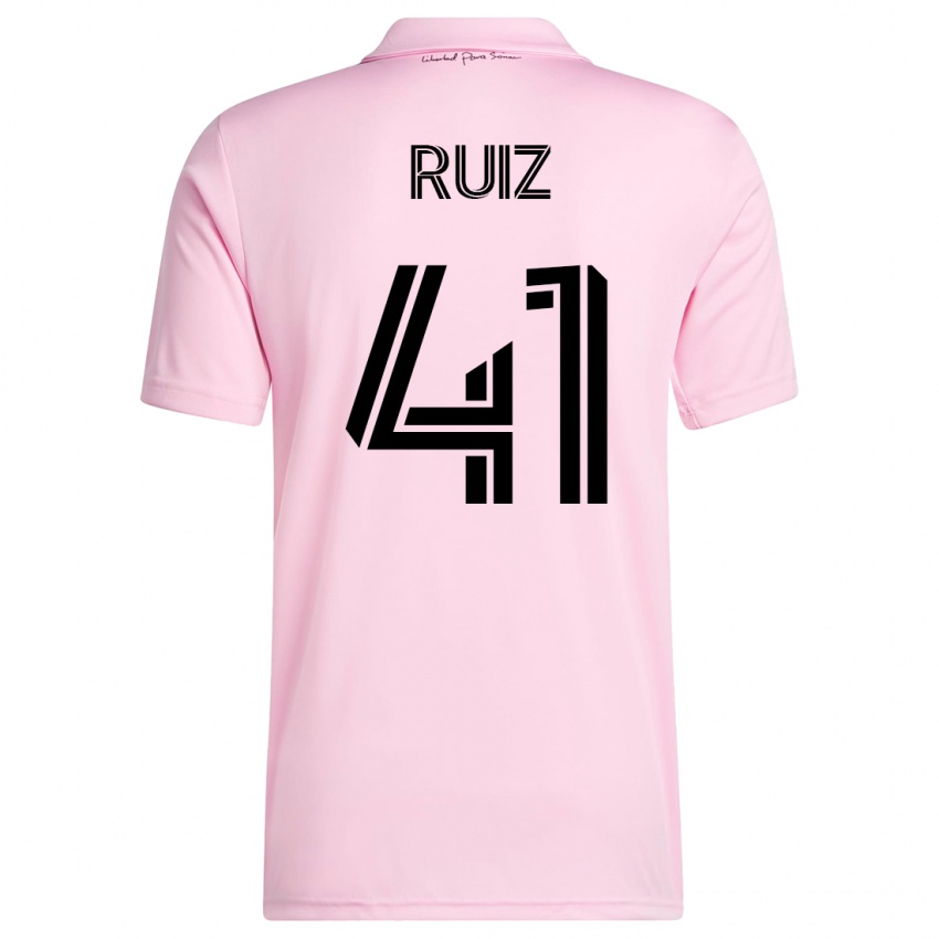 Niño Camiseta David Ruíz #41 Rosa 1ª Equipación 2023/24 La Camisa