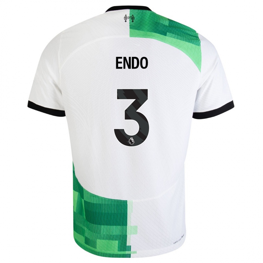 Niño Camiseta Wataru Endo #3 Blanco Verde 2ª Equipación 2023/24 La Camisa