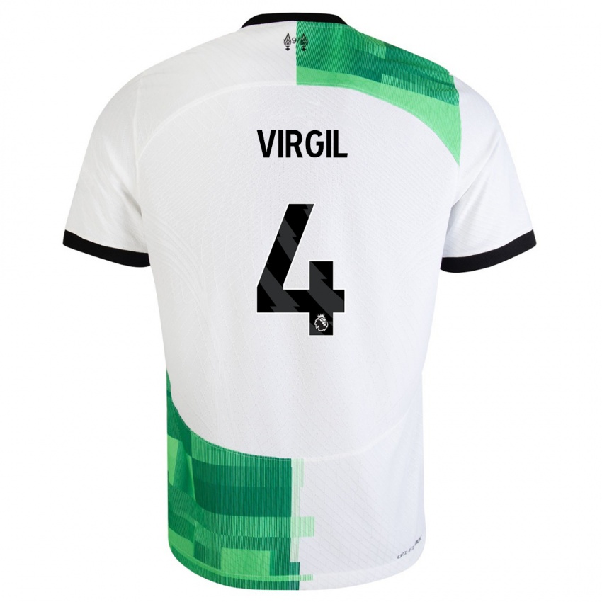 Niño Camiseta Virgil Van Dijk #4 Blanco Verde 2ª Equipación 2023/24 La Camisa