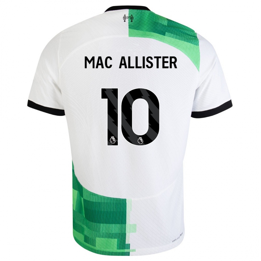 Niño Camiseta Alexis Mac Allister #10 Blanco Verde 2ª Equipación 2023/24 La Camisa