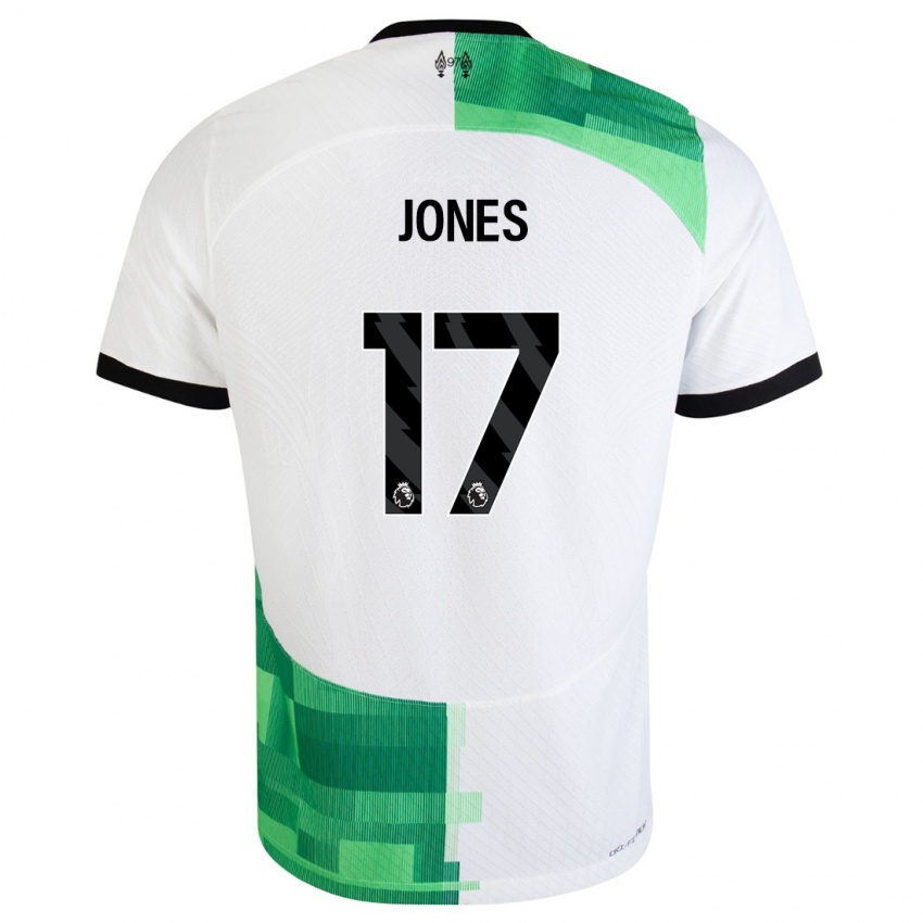 Niño Camiseta Curtis Jones #17 Blanco Verde 2ª Equipación 2023/24 La Camisa