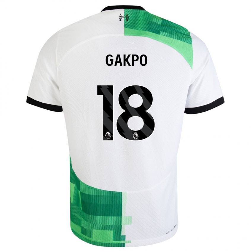 Niño Camiseta Cody Gakpo #18 Blanco Verde 2ª Equipación 2023/24 La Camisa