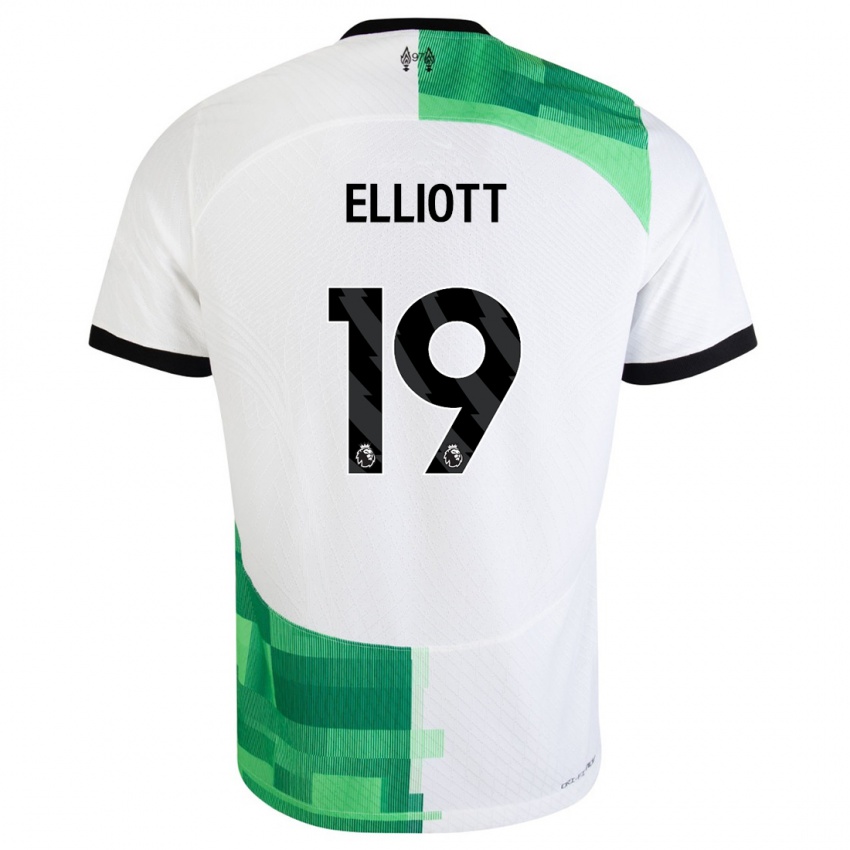 Niño Camiseta Harvey Elliott #19 Blanco Verde 2ª Equipación 2023/24 La Camisa