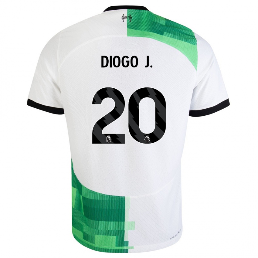 Niño Camiseta Diogo Jota #20 Blanco Verde 2ª Equipación 2023/24 La Camisa