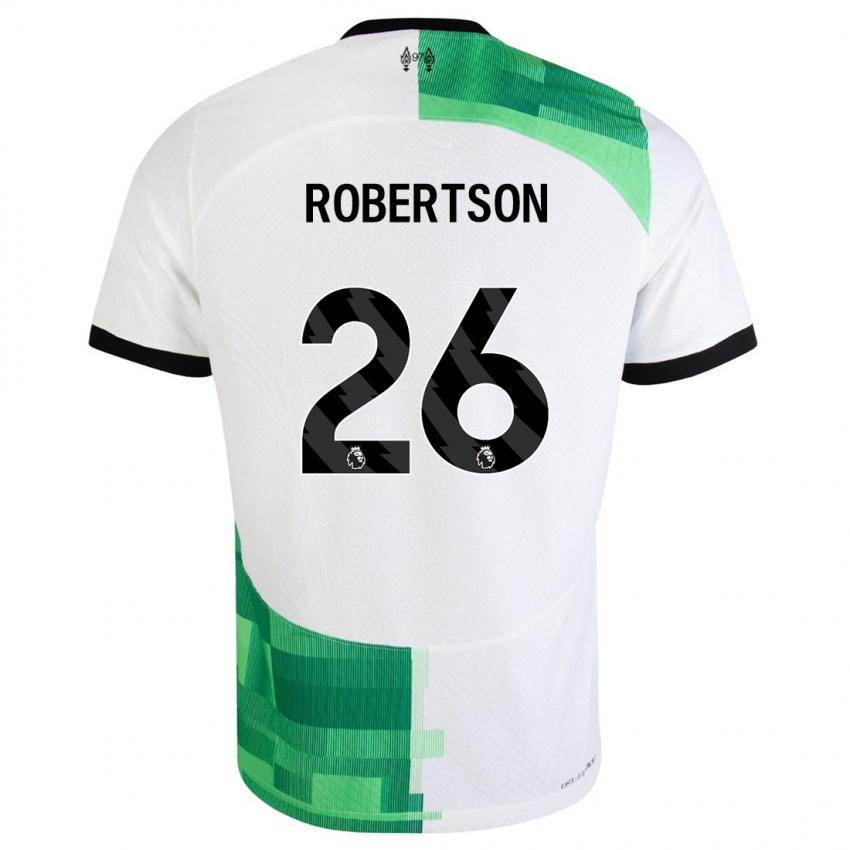 Niño Camiseta Andrew Robertson #26 Blanco Verde 2ª Equipación 2023/24 La Camisa