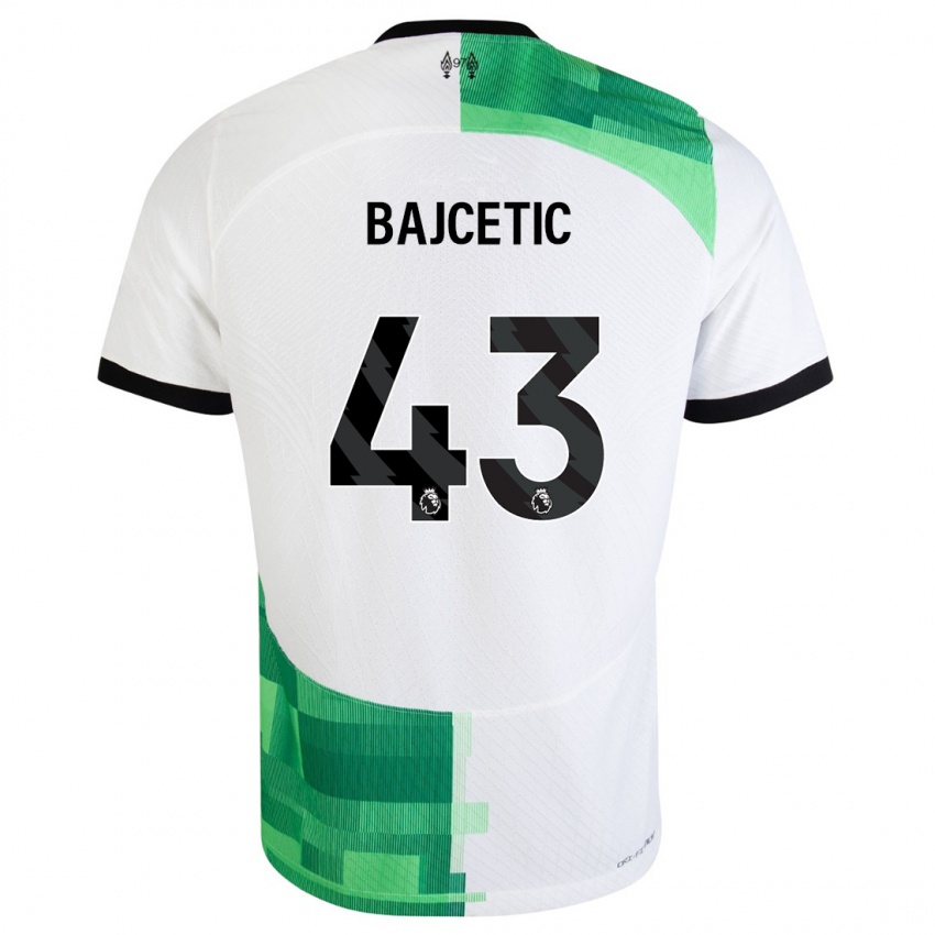 Niño Camiseta Stefan Bajcetic #43 Blanco Verde 2ª Equipación 2023/24 La Camisa