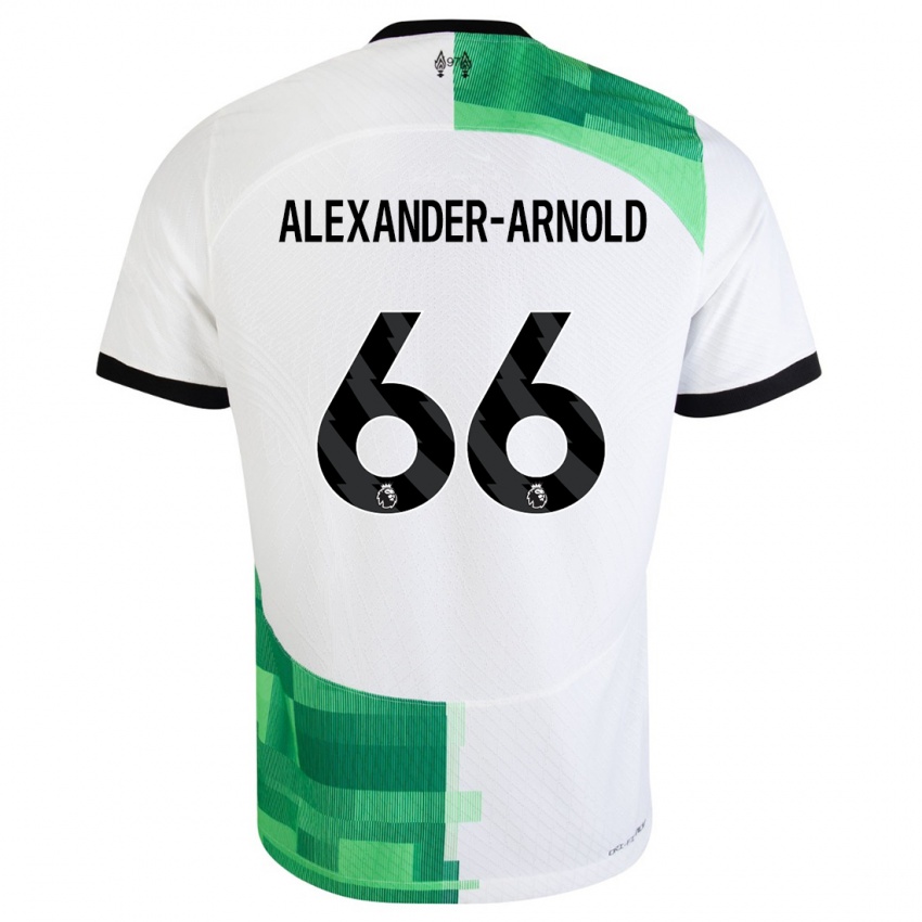 Niño Camiseta Trent Alexander-Arnold #66 Blanco Verde 2ª Equipación 2023/24 La Camisa