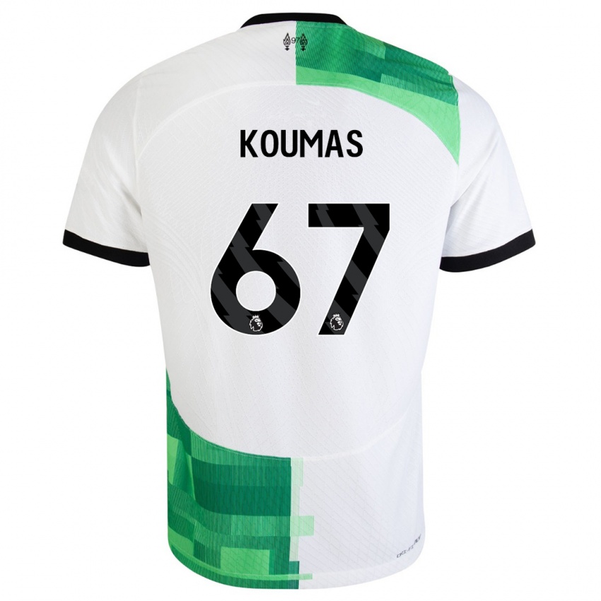 Niño Camiseta Lewis Koumas #67 Blanco Verde 2ª Equipación 2023/24 La Camisa