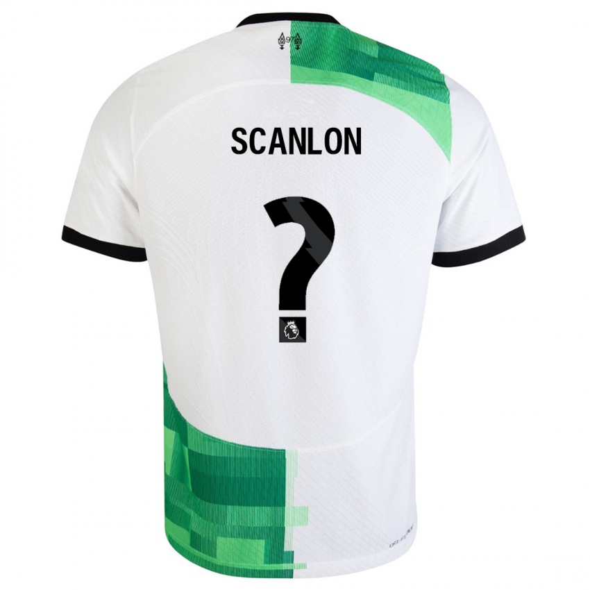 Niño Camiseta Calum Scanlon #0 Blanco Verde 2ª Equipación 2023/24 La Camisa