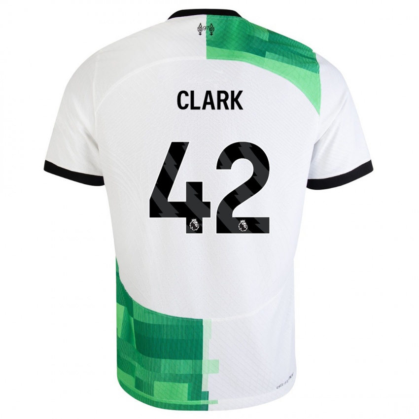 Niño Camiseta Bobby Clark #42 Blanco Verde 2ª Equipación 2023/24 La Camisa