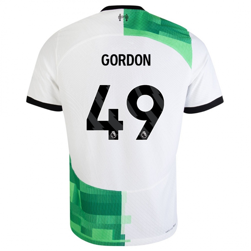 Niño Camiseta Kaide Gordon #49 Blanco Verde 2ª Equipación 2023/24 La Camisa