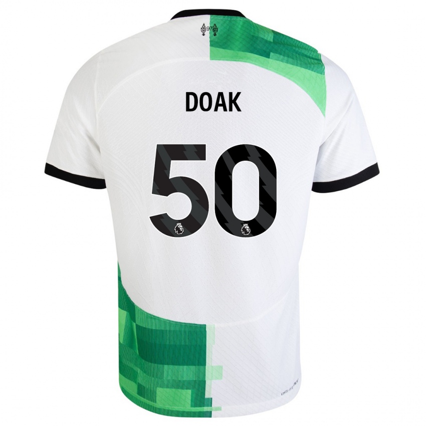 Niño Camiseta Ben Doak #50 Blanco Verde 2ª Equipación 2023/24 La Camisa