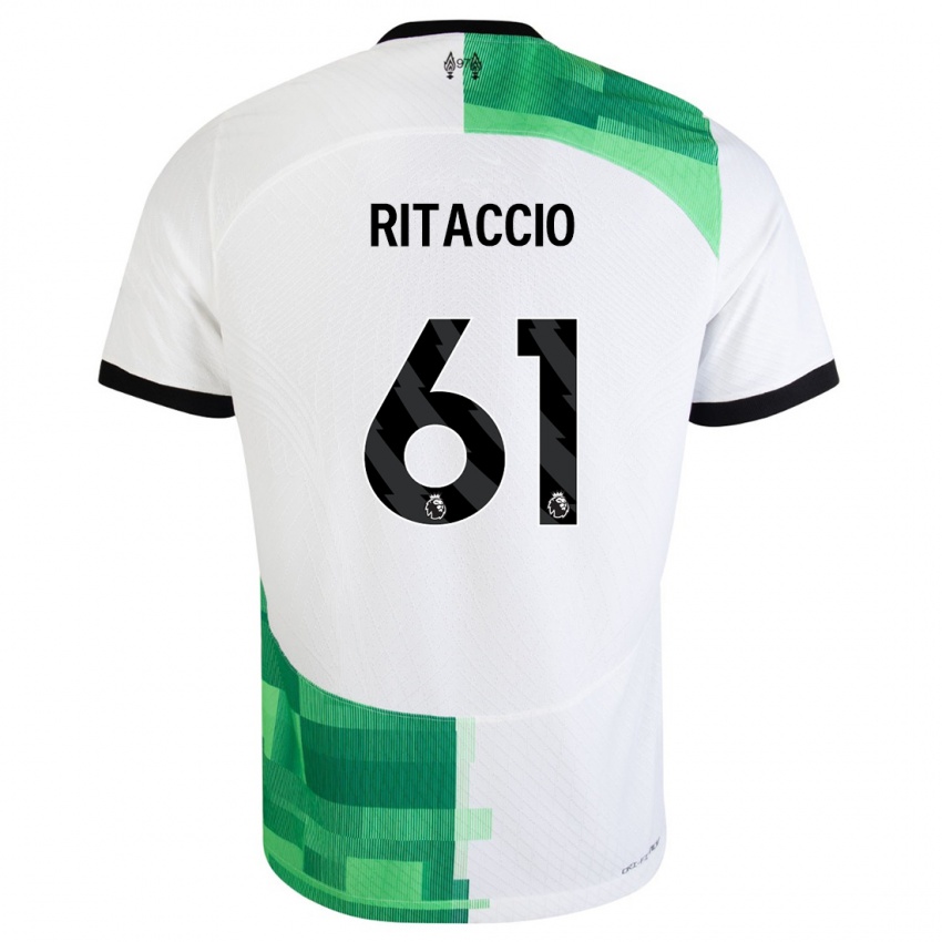Niño Camiseta Matteo Ritaccio #61 Blanco Verde 2ª Equipación 2023/24 La Camisa